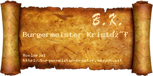 Burgermeister Kristóf névjegykártya